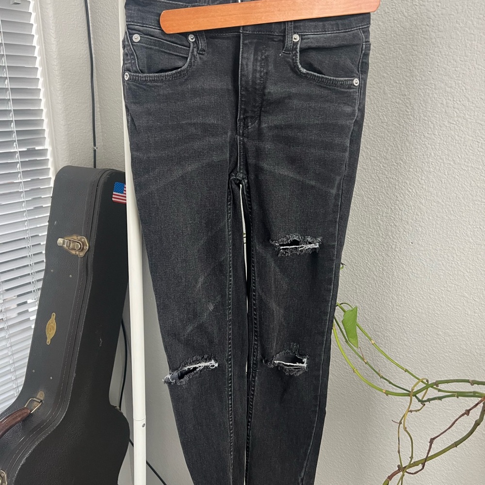 Free People Black Distressed Jeans